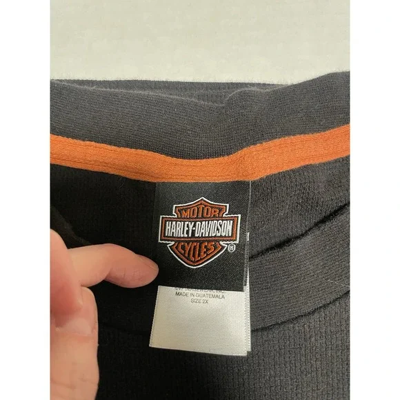 Carolina Harley-Davidson Waffle Knit Shirt Black With Embroidered Sleeveless 2XL - Picture 8 of 9